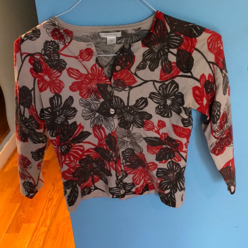 Garnet Hill 100% Wool Cardigan sweater size S